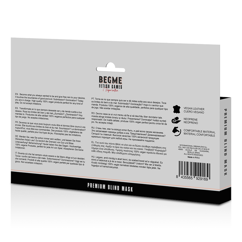 BEGME - MASQUE AVEUGLE PREMIUM ÉDITION ROUGE AVEC DOUBLURE EN NÉOPRÈNE BEGME RED EDITION
