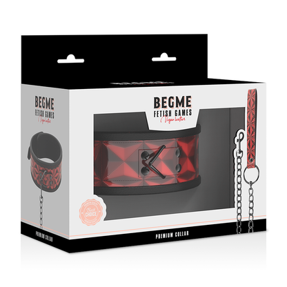 BEGME - COLLIER EN CUIR VÉGAN PREMIUM ÉDITION ROUGE AVEC DOUBLURE EN NÉOPRÈNE BEGME RED EDITION