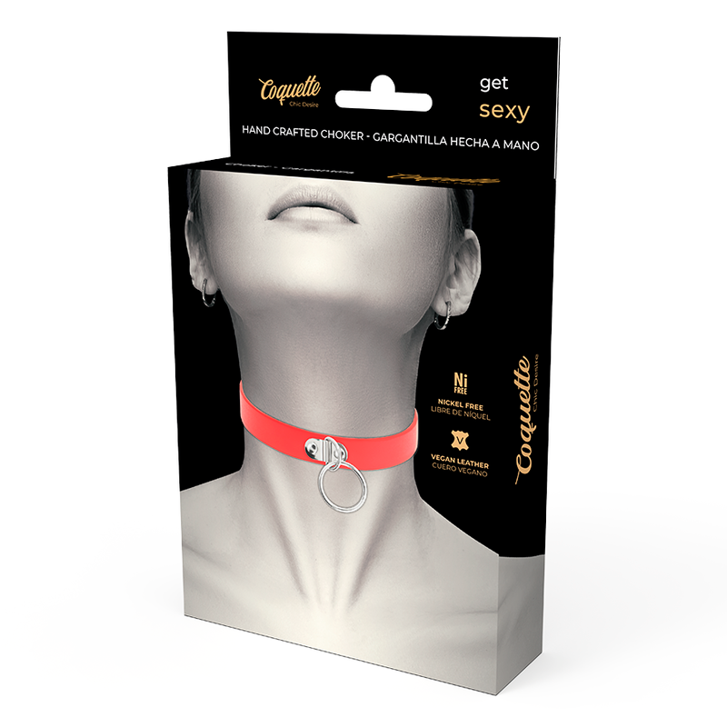 COQUETTE CHIC DESIRE - COLLIER CUIR VEGAN ROUGE FEMME ACCESSOIRE FÉTICHE COQUETTE ACCESSORIES
