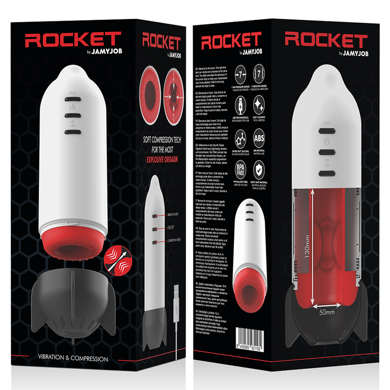 JAMYJOB - MASTURBATEUR ROCKET TECHNOLOGIE DE COMPRESSION DOUCE ET VIBRATION JAMYJOB