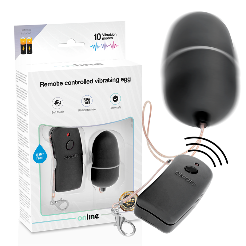 ONLINE - OEUF VIBRANT AVEC TÉLÉCOMMANDE NOIRE ONLINE