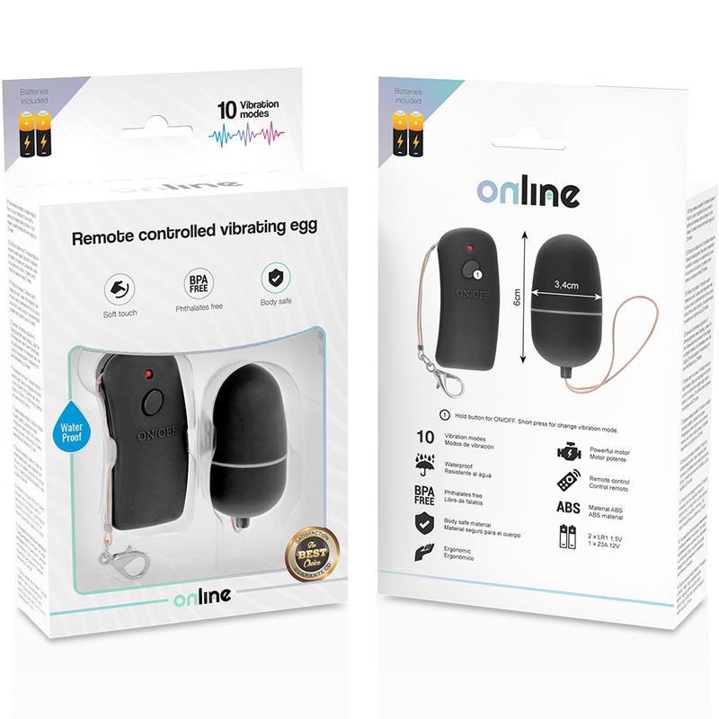 ONLINE - OEUF VIBRANT AVEC TÉLÉCOMMANDE NOIRE ONLINE
