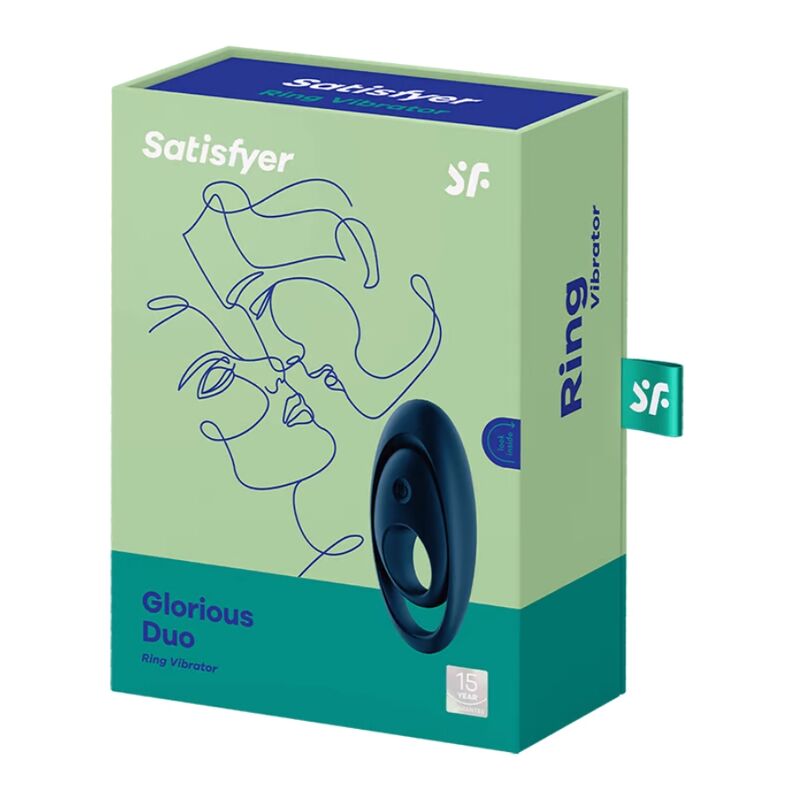 SATISFYER - VIBRATEUR  ANNEAU GLORIOUS DUO BLEU SATISFYER RING