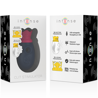 INTENSE - STIMULATEUR DE CLITORIS 10 MODES D'ASPIRATION ET DE LÉCHAGE - BLEU INTENSE FUN TOYS