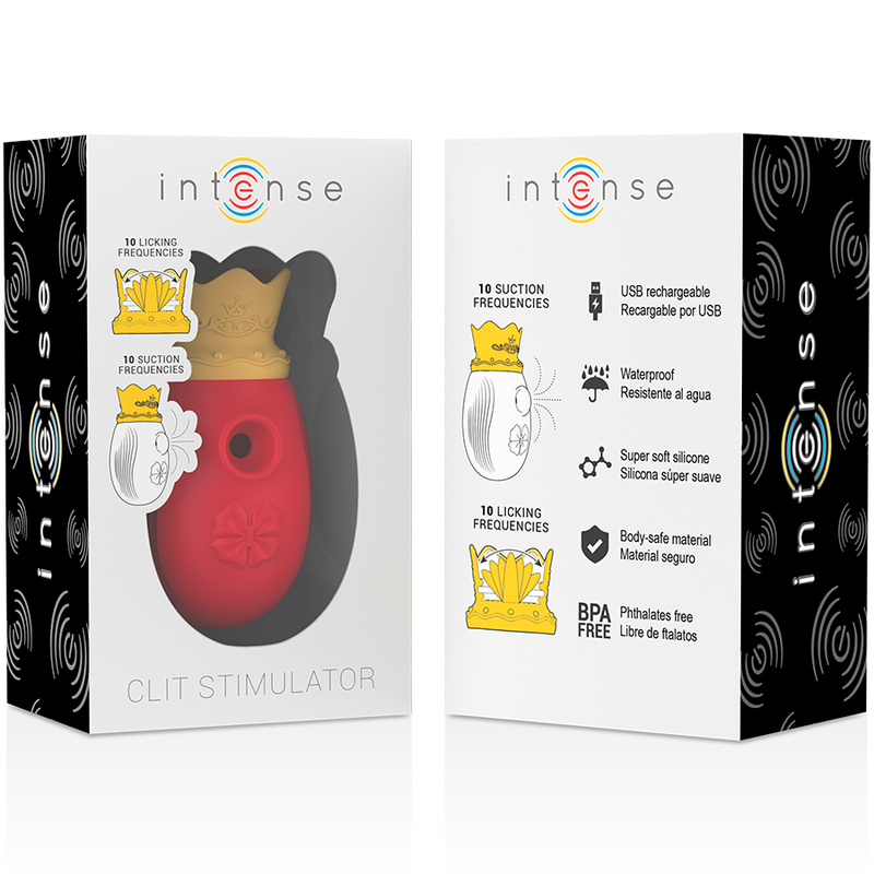 INTENSE - STIMULATEUR CLITORIS 10 MODES D'ASPIRATION ET DE LÉCHAGE - ROUGE INTENSE FUN TOYS