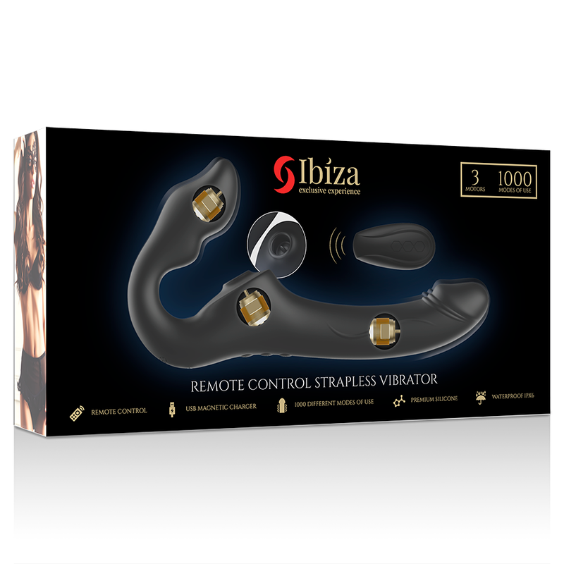 IBIZA - VIBRATEUR SANS SANGLE TÉLÉCOMMANDE 3 MOTEURS 1000 COMBINAISONS. IBIZA TECHNOLOGY