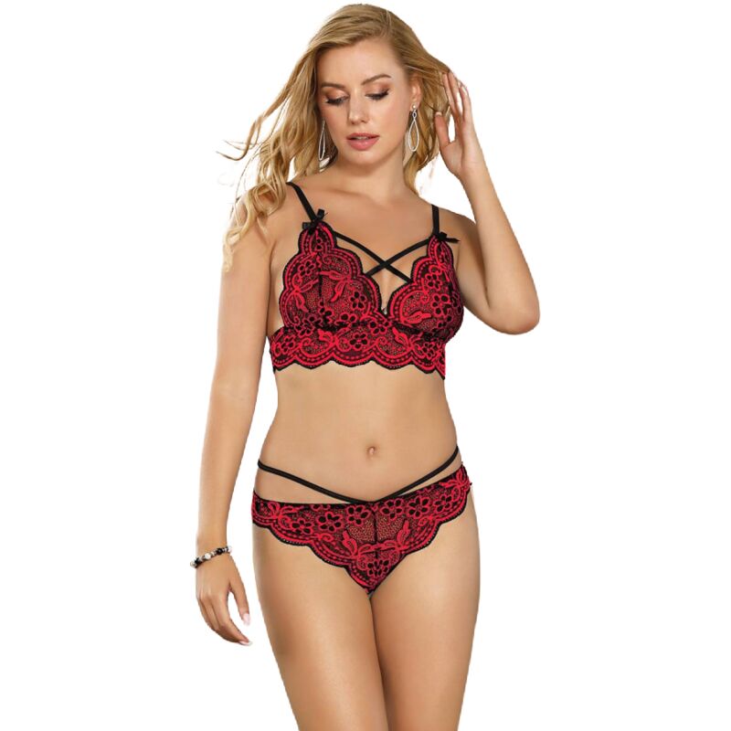 SUBBLIME - SET ENSEMBLE DEUX PIÈCES TOP ET CULOTTE EN DENTELLE S/M SUBBLIME SETS