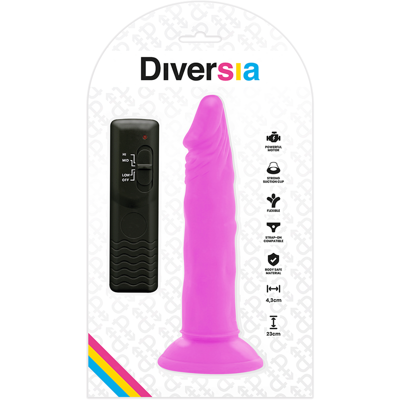 DIVERSIA - DILDO VIBRANT FLEXIBLE VIOLET 23 CM -O- 4.3 CM DIVERSIA