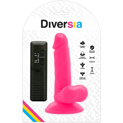 DIVERSIA - DILDO VIBRANT FLEXIBLE ROSE 17 CM -O- 3.3 CM DIVERSIA