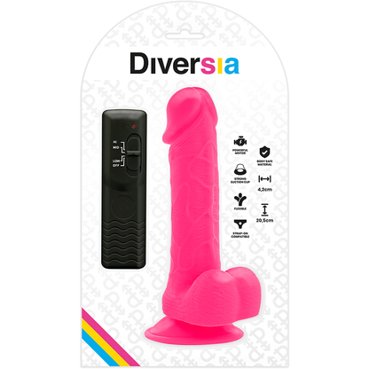DIVERSIA - DILDO VIBRANT FLEXIBLE ROSE 20.5 CM -O- 4.2 CM DIVERSIA