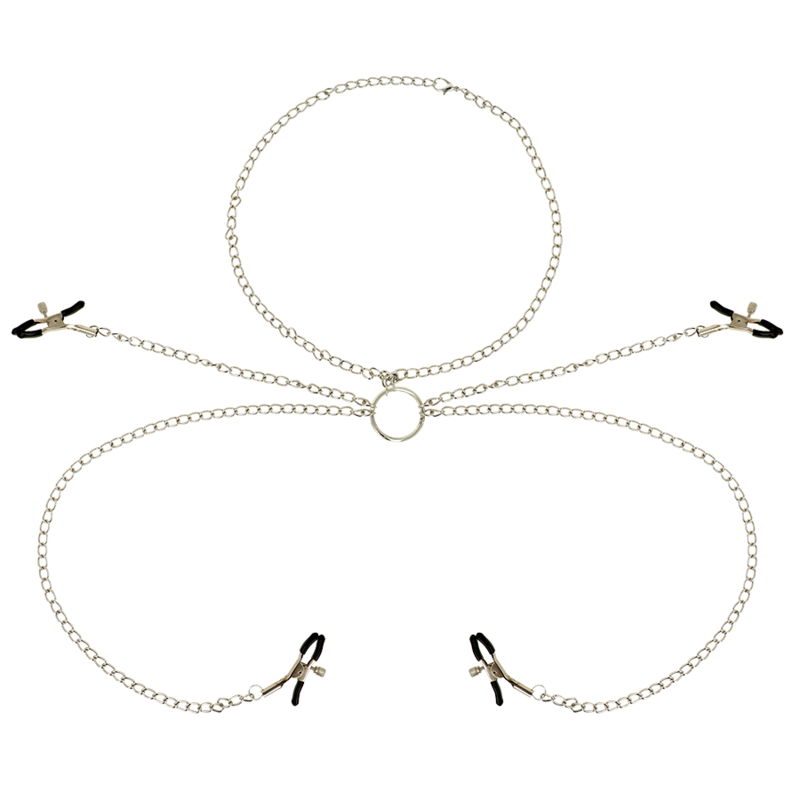 OHMAMA FETISH 4 PINCES À TÉTONS AVEC COLLIER CHAÎNE OHMAMA FETISH