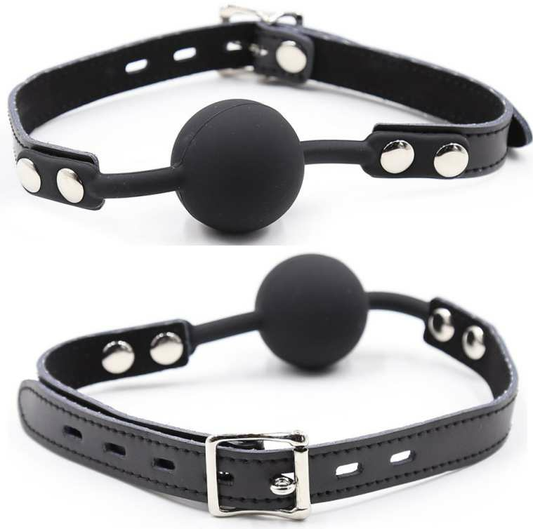 OHMAMA FETISH - BÂILLON BALLE EN SILICONE AVEC CEINTURE EN CUIR (CADENAS INCLUS) OHMAMA FETISH