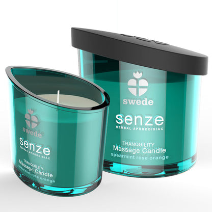 SWEDE - BOUGIE DE MASSAGE SWEEDE SENZE TRANQUILITY MENTHE VERTE, ROSE, ORANGE SWEDE