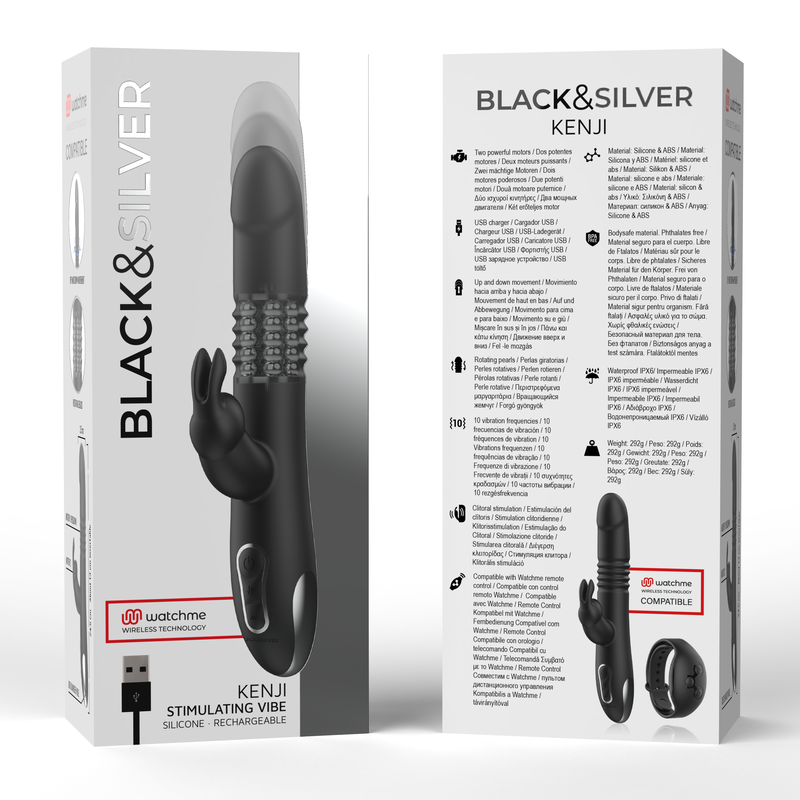 BLACK&SILVER - KENJI STIMULANT VIBE COMPATIBLE AVEC LA TECHNOLOGIE SANS FIL WATCHME BLACK&SILVER