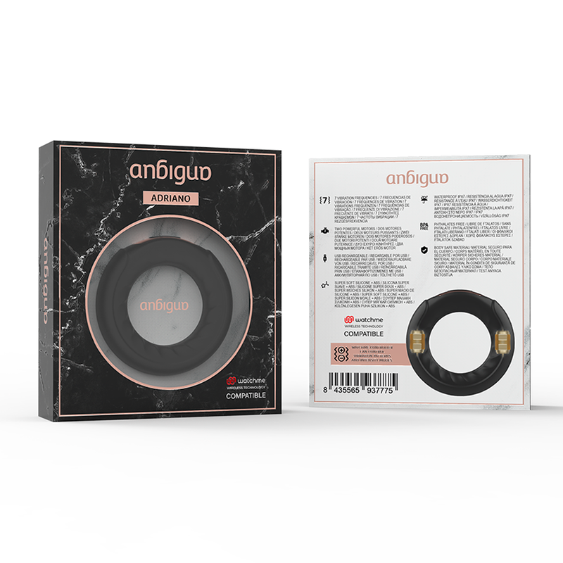 ANBIGUO - ANNEAU VIBRANT ADRIANO COMPATIBLE AVEC LA TECHNOLOGIE SANS FIL WATCHME ANBIGUO
