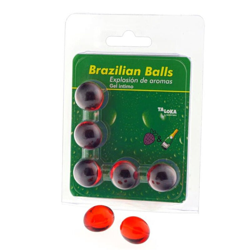 TALOKA - 5 BOULES BRÉSILIENNES GEL INTIME FRAISES & CHAMPAGNE TALOKA