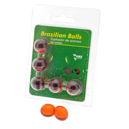 TALOKA - 5 BOULES BRÉSILIENNES GEL INTIME FRAISE & CHOCOLAT TALOKA