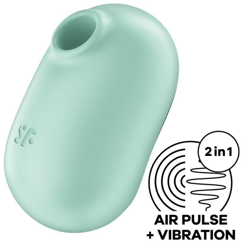 SATISFYER - STIMULATEUR ET VIBRATEUR DOUBLE AIR PULSE PRO TO GO 2 VERT SATISFYER AIR PULSE