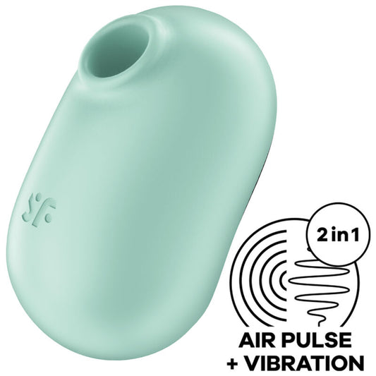 SATISFYER - STIMULATEUR ET VIBRATEUR DOUBLE AIR PULSE PRO TO GO 2 VERT SATISFYER AIR PULSE