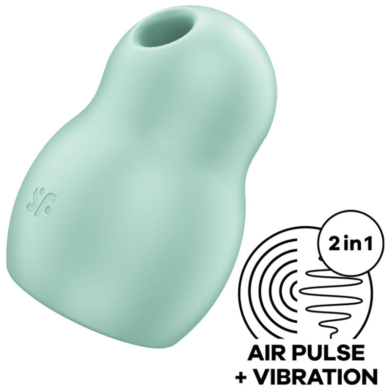 SATISFYER - STIMULATEUR ET VIBRATEUR DOUBLE AIR PULSE PRO TO GO 1 VERT SATISFYER AIR PULSE
