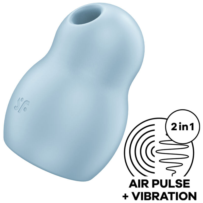 SATISFYER - STIMULATEUR ET VIBRATEUR DOUBLE AIR PULSE PRO TO GO 1 BLEU SATISFYER AIR PULSE