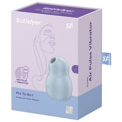 SATISFYER - STIMULATEUR ET VIBRATEUR DOUBLE AIR PULSE PRO TO GO 1 BLEU SATISFYER AIR PULSE