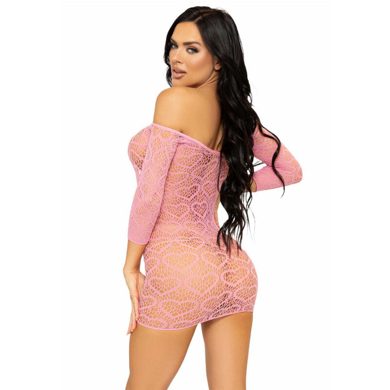 LEG AVENUE - MINI ROBE EN FILET COEUR TAILLE UNIQUE - ROSE LEG AVENUE DRESSES