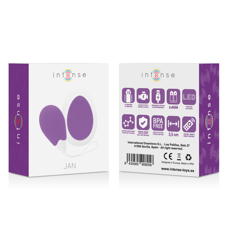 INTENSE - OEUF VIBRANT TÉLÉCOMMANDE JAN LILAS INTENSE COUPLES TOYS