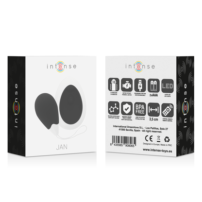 INTENSE - OEUF VIBRANT JAN TÉLÉCOMMANDE NOIR INTENSE COUPLES TOYS
