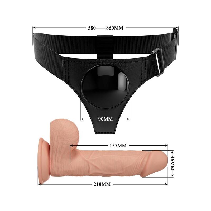 PRETTY LOVE - SLIP HARNAIS HARNAIS UNIVERSEL AVEC GODE JERRY 21,8 CM NATUREL PRETTY LOVE