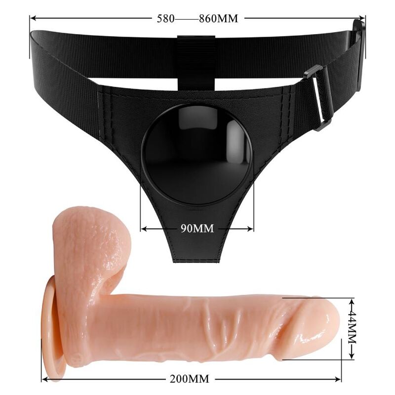 PRETTY LOVE - HARNAIS SLIPS HARNAIS UNIVERSEL AVEC GODE TOM 20 CM NATUREL PRETTY LOVE