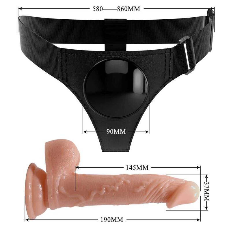 PRETTY LOVE - SLIP HARNAIS HARNAIS UNIVERSEL AVEC GODE KEVIN 19 CM NATUREL PRETTY LOVE