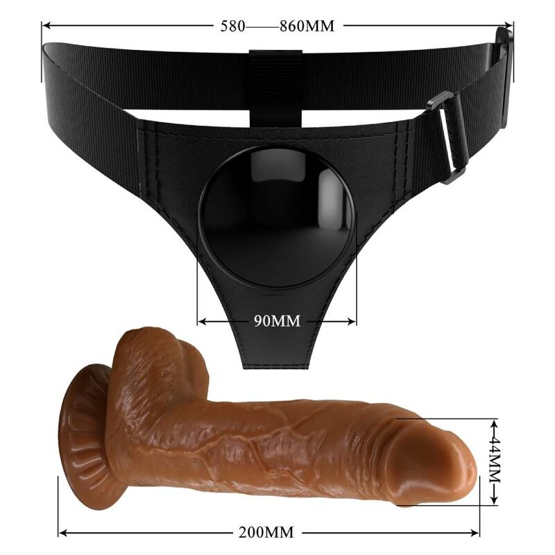 PRETTY LOVE - SLIP HARNAIS HARNAIS UNIVERSEL AVEC GODE MICHEAL 20 CM NOIR PRETTY LOVE