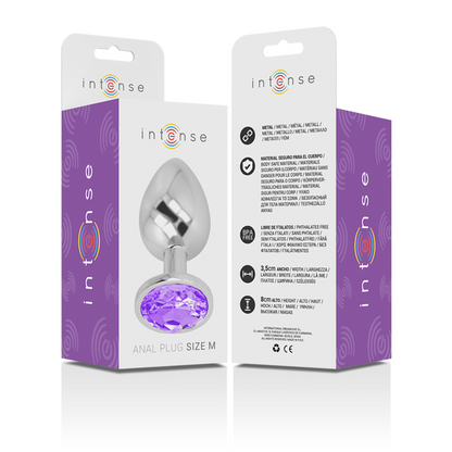 INTENSE - PLUG ANAL EN MÉTAL ALUMINIUM AVEC CRISTAL VIOLET TAILLE M INTENSE ANAL TOYS