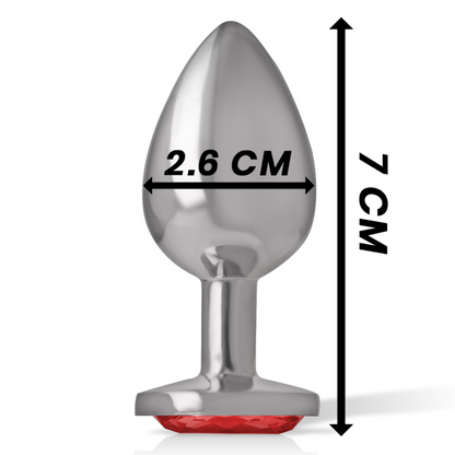INTENSE - PLUG ANAL EN MÉTAL ALUMINIUM AVEC CRISTAL ROUGE TAILLE S INTENSE ANAL TOYS