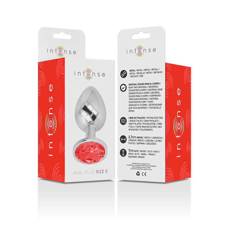 INTENSE - PLUG ANAL EN MÉTAL ALUMINIUM AVEC CRISTAL ROUGE TAILLE S INTENSE ANAL TOYS