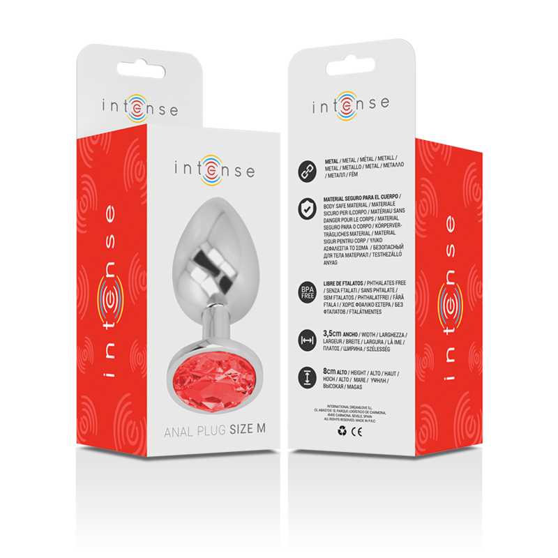 INTENSE - PLUG ANAL EN MÉTAL AVEC CRISTAL ROUGE TAILLE M INTENSE ANAL TOYS