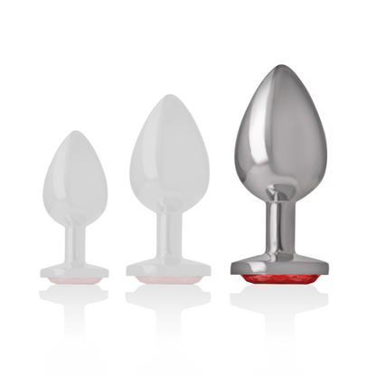 INTENSE - PLUG ANAL EN MÉTAL ALUMINIUM AVEC CRISTAL ROUGE TAILLE L INTENSE ANAL TOYS