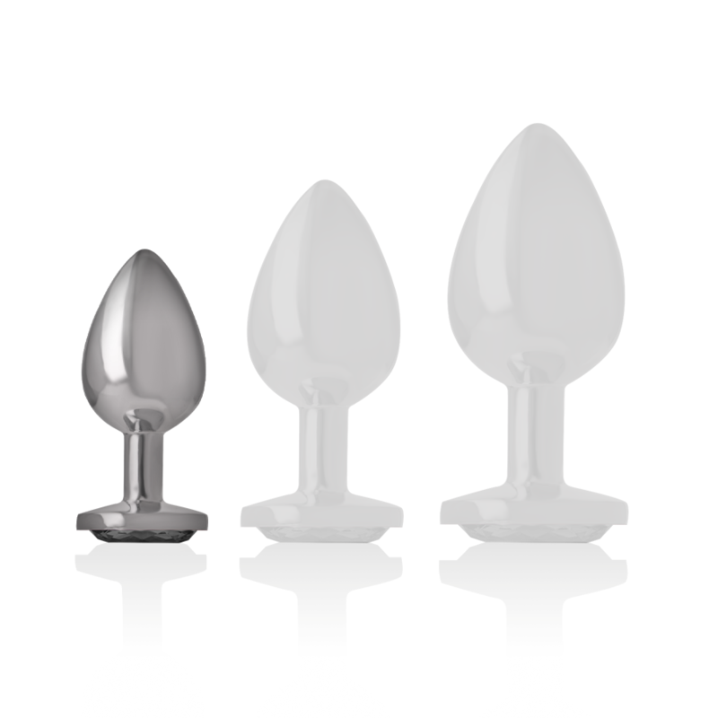 INTENSE - PLUG ANAL EN MÉTAL ALUMINIUM AVEC CRISTAL NOIR TAILLE S INTENSE ANAL TOYS