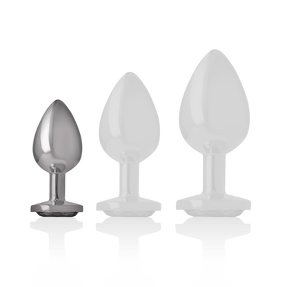 INTENSE - PLUG ANAL EN MÉTAL ALUMINIUM AVEC CRISTAL NOIR TAILLE S INTENSE ANAL TOYS