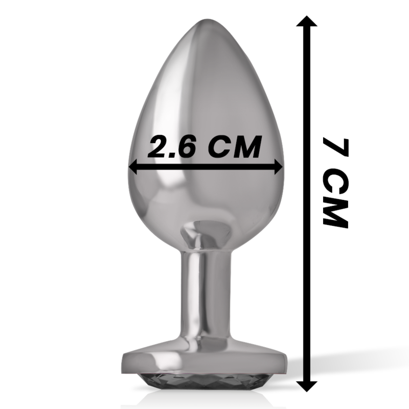 INTENSE - PLUG ANAL EN MÉTAL ALUMINIUM AVEC CRISTAL NOIR TAILLE S INTENSE ANAL TOYS
