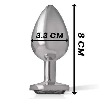 INTENSE - PLUG ANAL EN MÉTAL ALUMINIUM AVEC VERRE NOIR TAILLE M INTENSE ANAL TOYS