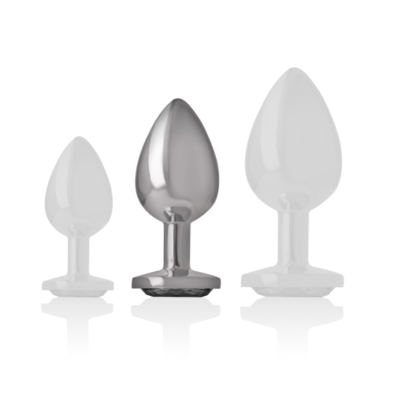 INTENSE - PLUG ANAL EN MÉTAL ALUMINIUM AVEC VERRE NOIR TAILLE M INTENSE ANAL TOYS