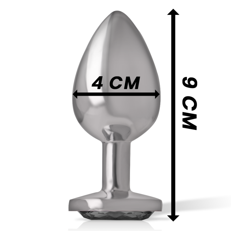 INTENSE - PLUG ANAL EN MÉTAL ALUMINIUM AVEC VERRE NOIR TAILLE L INTENSE ANAL TOYS