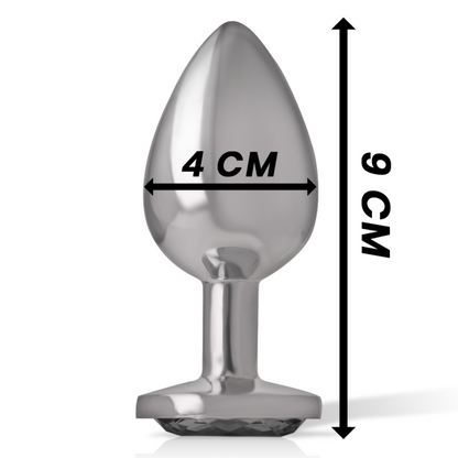 INTENSE - PLUG ANAL EN MÉTAL ALUMINIUM AVEC VERRE NOIR TAILLE L INTENSE ANAL TOYS