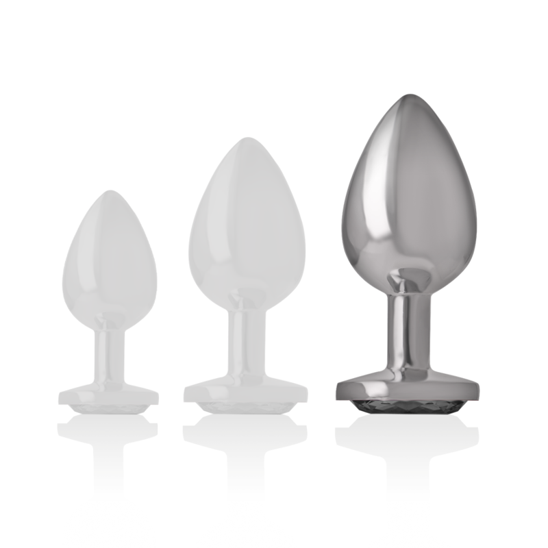 INTENSE - PLUG ANAL EN MÉTAL ALUMINIUM AVEC VERRE NOIR TAILLE L INTENSE ANAL TOYS
