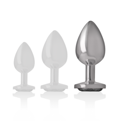 INTENSE - PLUG ANAL EN MÉTAL ALUMINIUM AVEC VERRE NOIR TAILLE L INTENSE ANAL TOYS