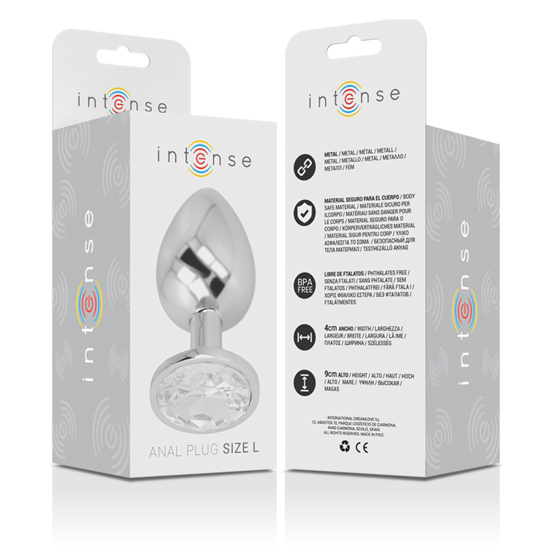 INTENSE - PLUG ANAL EN MÉTAL ALUMINIUM AVEC CRISTAL DARGENT TAILLE L INTENSE ANAL TOYS