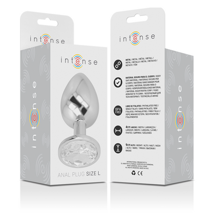 INTENSE - PLUG ANAL EN MÉTAL ALUMINIUM AVEC CRISTAL DARGENT TAILLE L INTENSE ANAL TOYS