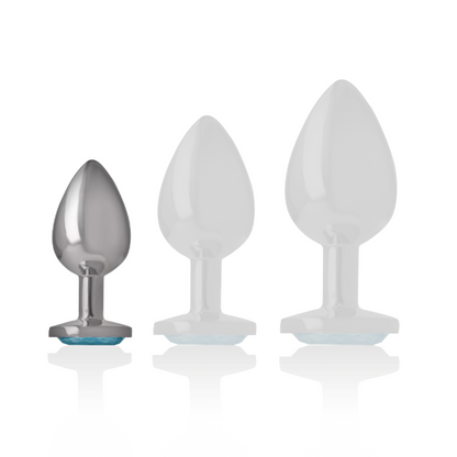 INTENSE - PLUG ANAL EN MÉTAL ALUMINIUM AVEC CRISTAL BLEU TAILLE S INTENSE ANAL TOYS